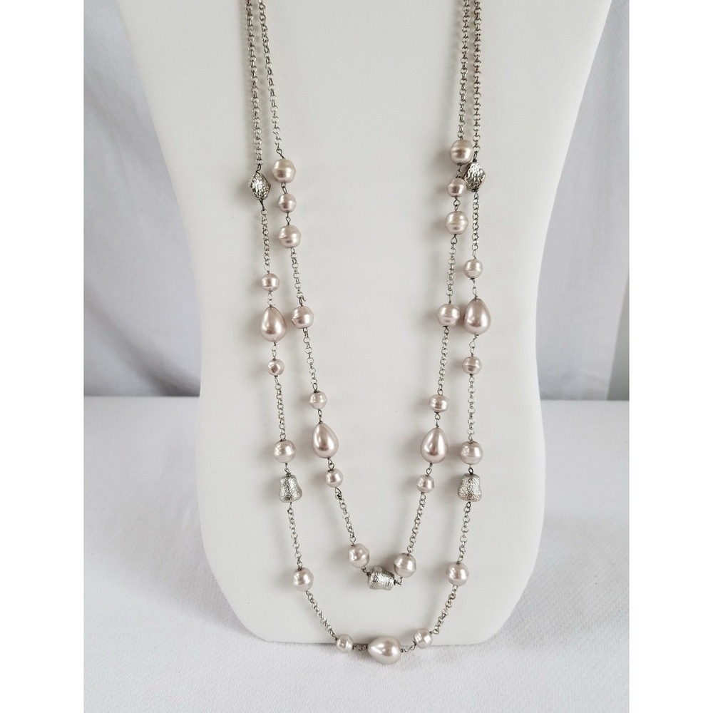 Talbots Vintage 30 " inch BEAD & CHAIN Double Strand Necklace